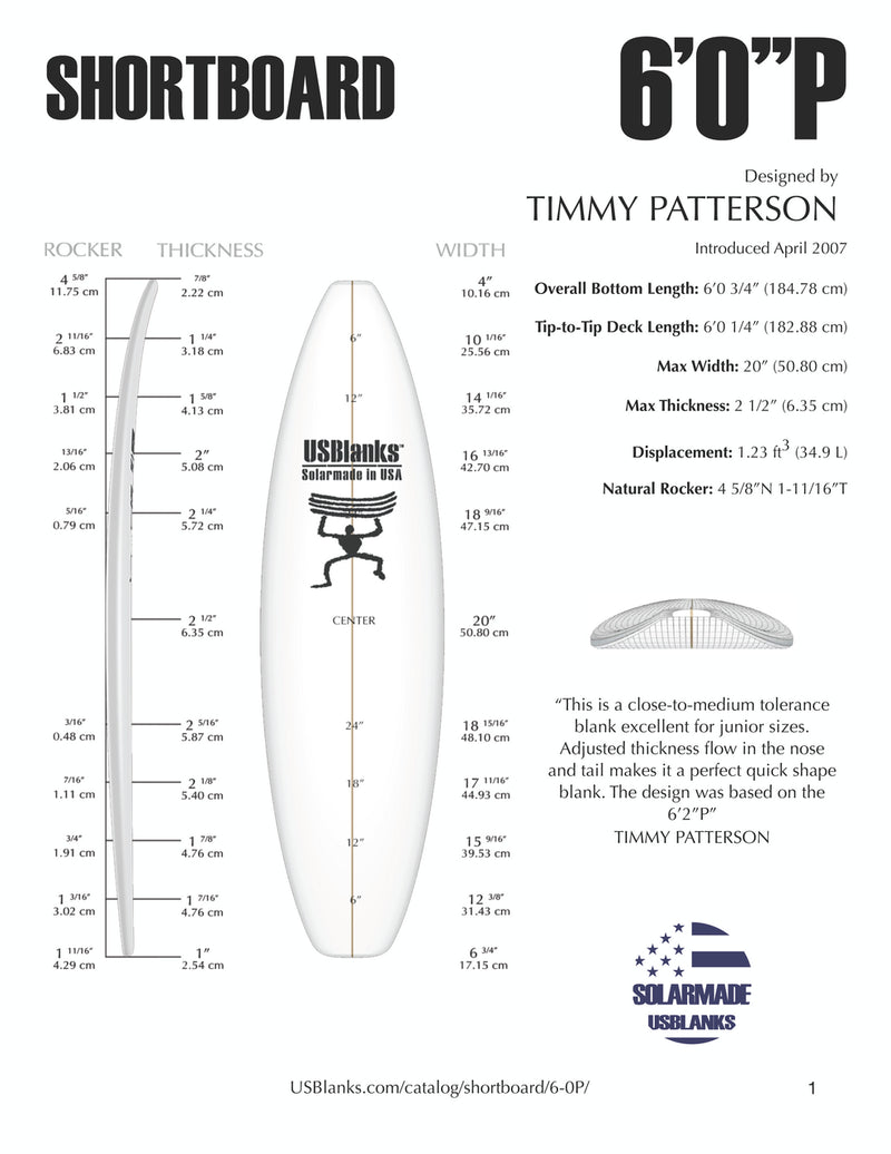 Load image into Gallery viewer, 6'0" P Surfboard Blank