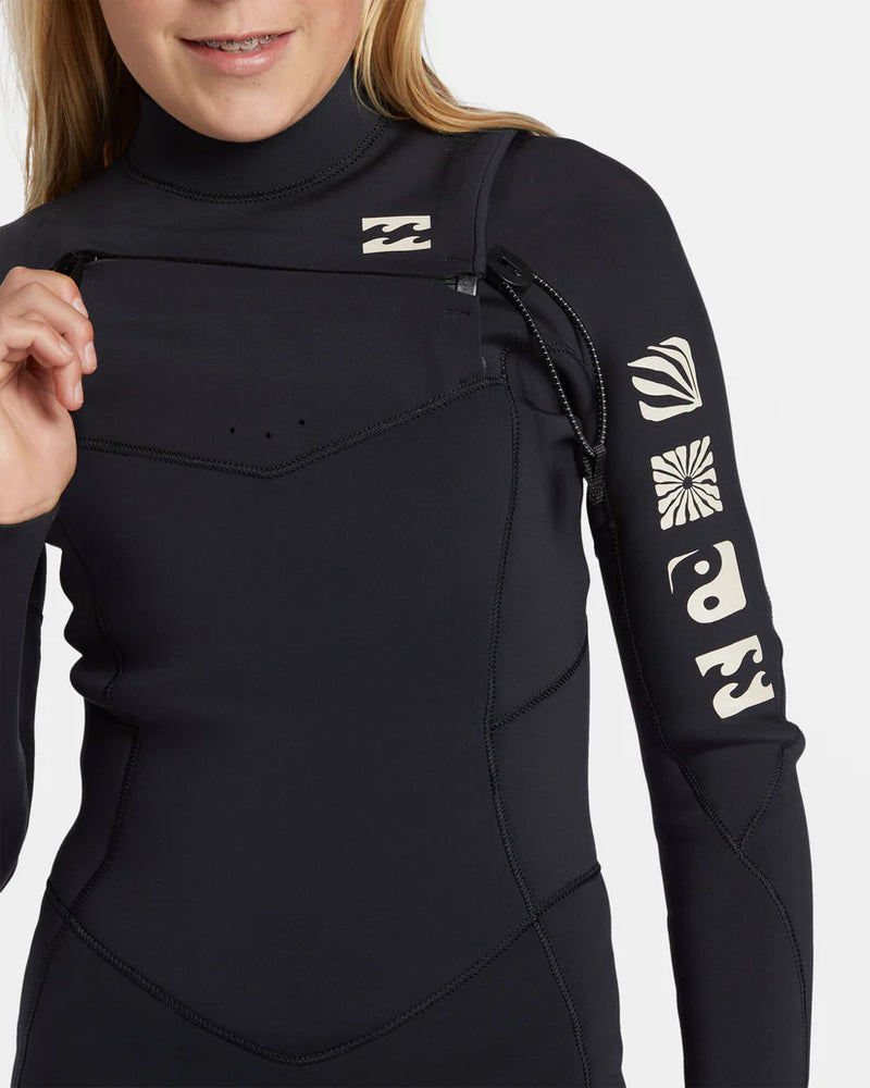 Load image into Gallery viewer, Billabong Girls Synergy Natural 4/3 Chest Zip Full Wetsuit