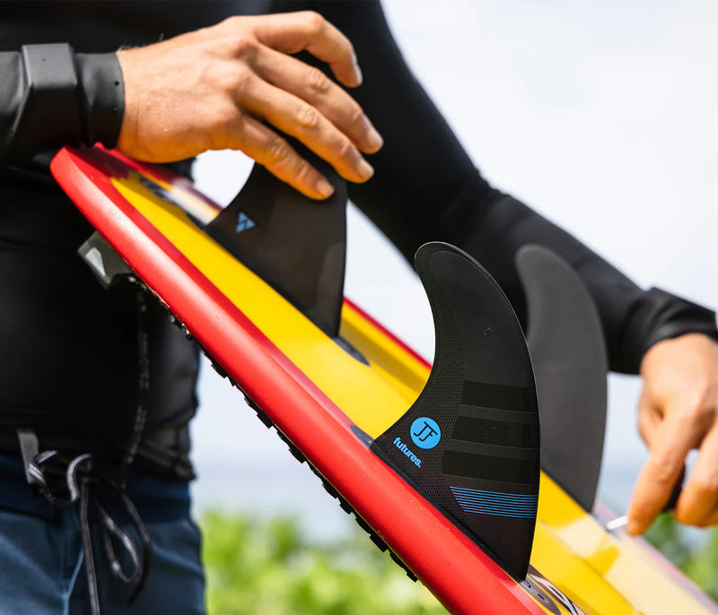 Load image into Gallery viewer, Futures Fins JJ-2 Alpha Tri Fin Set Small Carbon/Blue