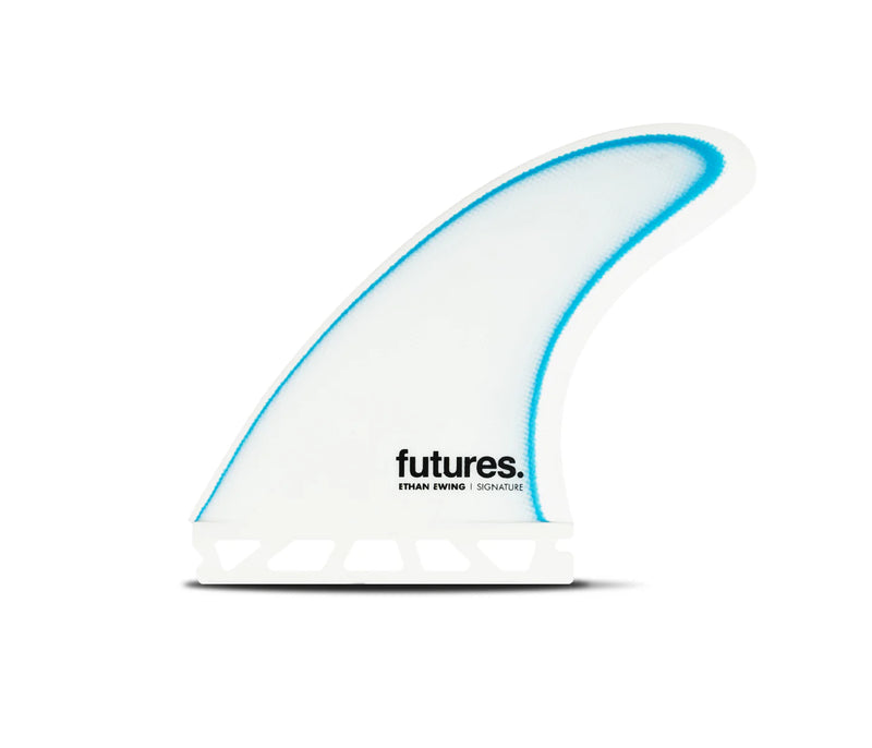 Load image into Gallery viewer, Futures Fins Ethan Ewing Fiberglass Tri Fin Set Medium White/Blue