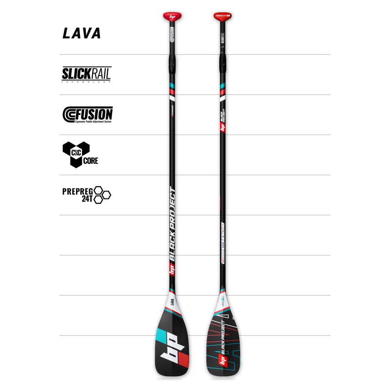 Load image into Gallery viewer, Black Project Lava 2-Piece Adjustable SUP Paddle