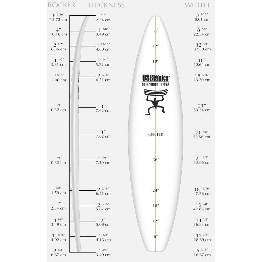 US Blanks 7'8 EA Surfboard blank Performance
