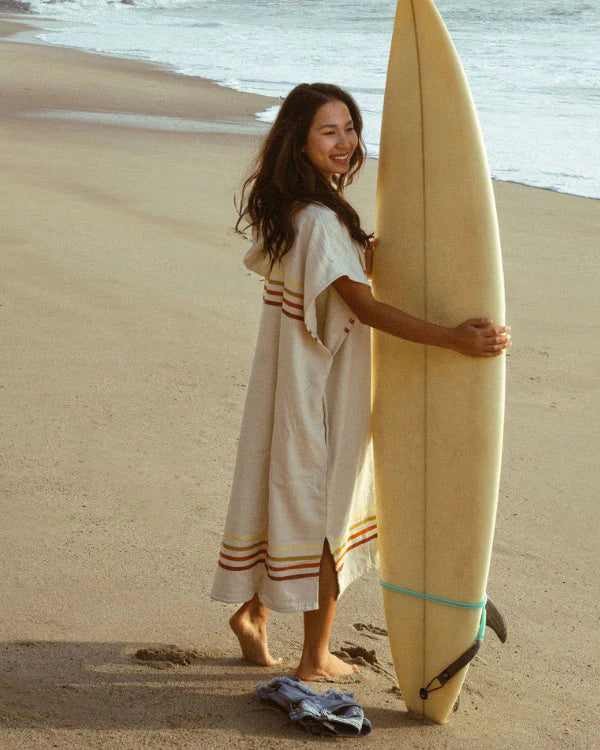 Load image into Gallery viewer, Sand Cloud Border Classic Stripe Poncho Natural