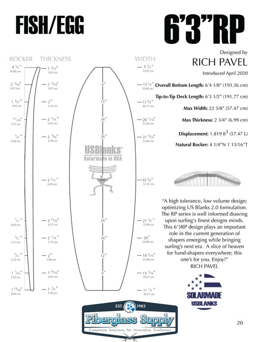 US Blanks 6'3 RP Red 1/8 Basswood
