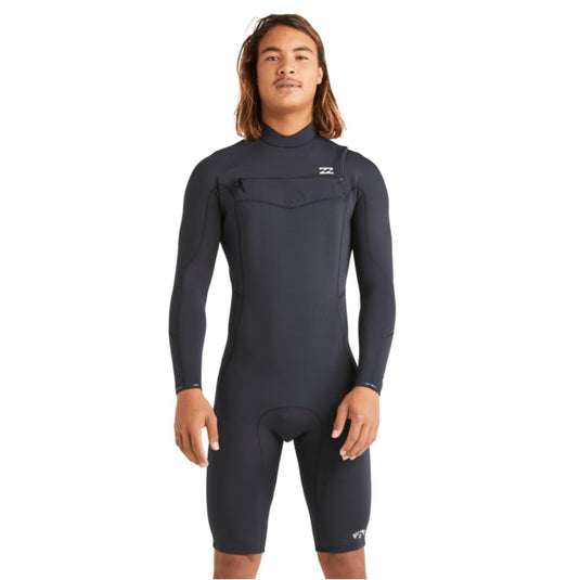 Billabong Absolute Natural 2mm Chest Zip Long Sleeve Spring Wetsuit S BLACK
