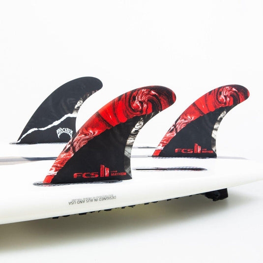 FCS II Mat Biolos PC Carbon Large Tri Fin Set  Red