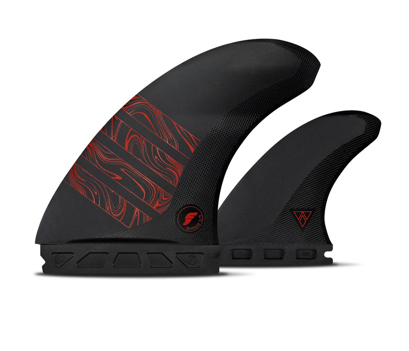 Load image into Gallery viewer, Futures Fins Reverse 3/2 Twin + 1 Alpha/Carbon - Red Surf Fin Set
