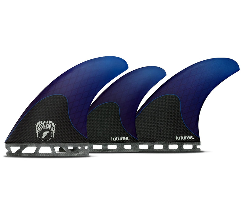 Load image into Gallery viewer, Futures Fins Mayhem 3.0 Honeycomb/Carbon Medium Blue 5-Fin Set
