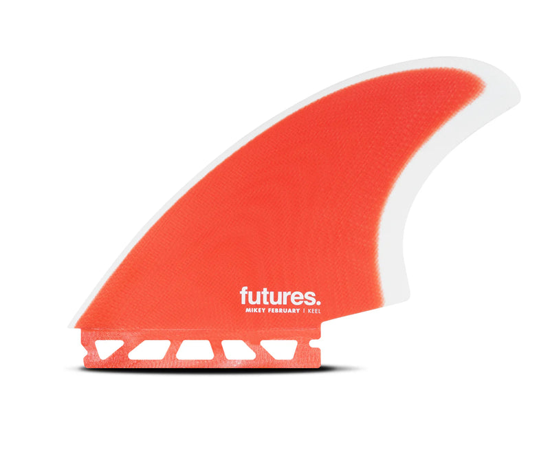 Load image into Gallery viewer, Futures Fins Mikey February Fiberglass Keel Fin Set Red/Grey
