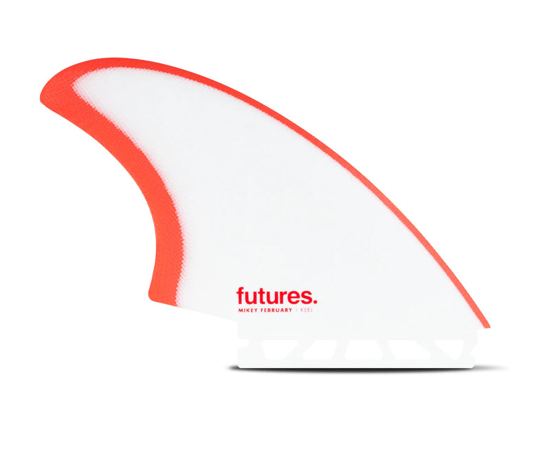 Load image into Gallery viewer, Futures Fins Mikey February Fiberglass Keel Fin Set Red/Grey
