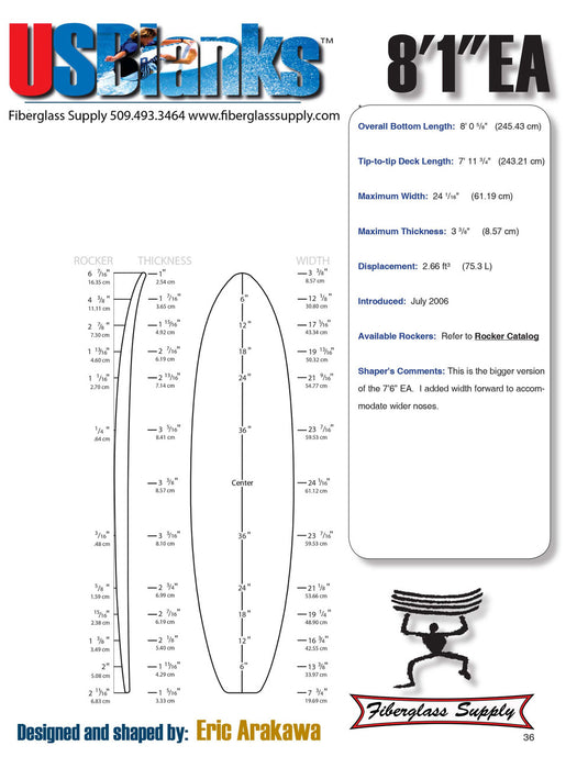 US Blanks 8'1 EA Blank