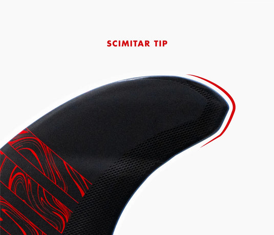 Futures Fins Reverse 3/2 Twin + 1 Alpha/Carbon - Red Surf Fin Set