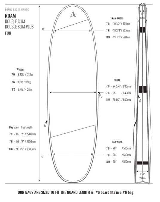 Roam Tech 7'6 Double Slim Surfboard Bag