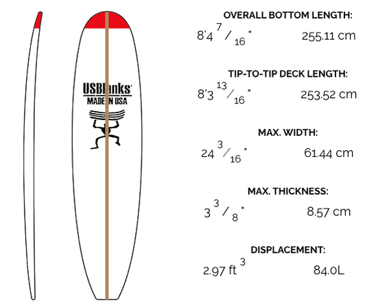 US Blanks 8'4 SP Surfboard Blank