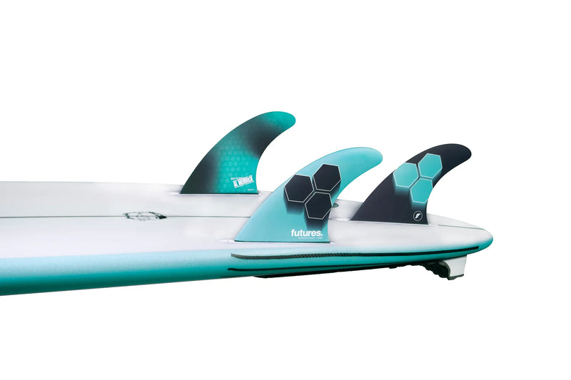 Load image into Gallery viewer, Futures Fins AM1 Honeycomb Thruster Surfboard Fins Medium Teal/Navy
